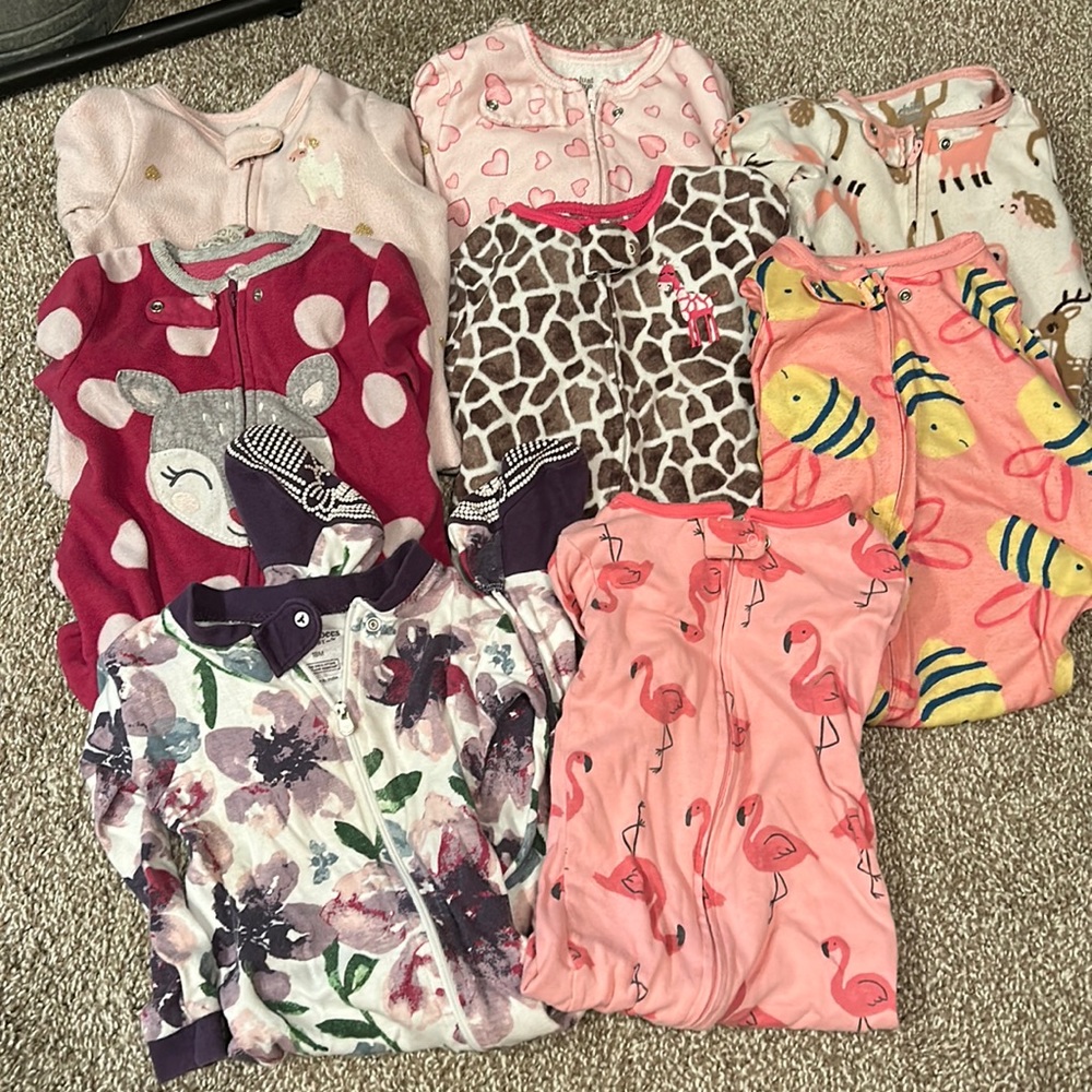 18 month baby girl sleepers - carters and Burt’s bees